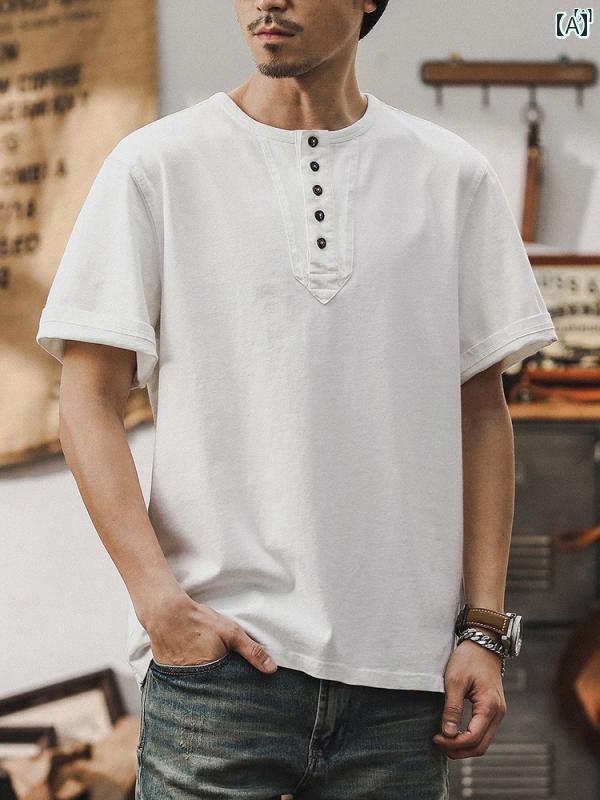 メンズ　カジュアル　男性　オシャレ 320 グラム ヘビーウェイト t シャツ メンズ アメリカン ファッション レトロ 半袖 夏 ポロシャツ 男性