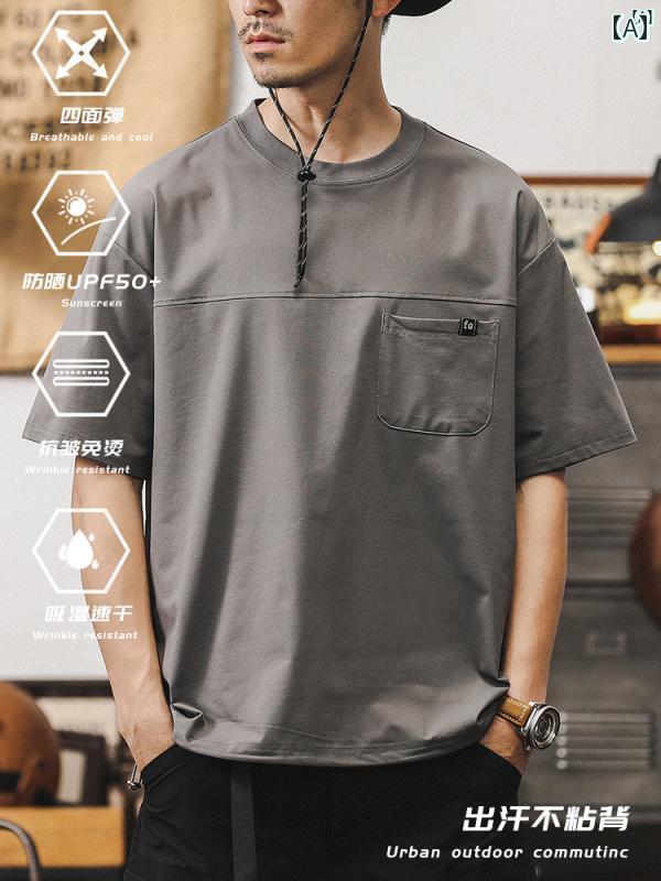 メンズ カジュアル 男性 オシャレ 半袖 メンズ 夏 UVカット 日焼け防止 服 たり アメリカン スポーツ 速乾 薄手 Tシャツ 男性用