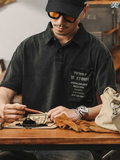 メンズ カジュアル 男性 オシャレ アメリカン レトロ ウォッシュ ポロシャツ 半袖 メンズ 夏 ファッション トップ Tシャツ メンズ カジュアル 男性 オシャレ アメリカン レトロ ウォッシュ ポロシャツ 半袖 メンズ 夏 ファッション トップ Tシャツ
