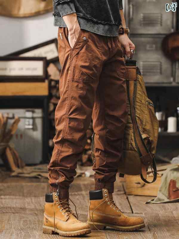 メンズ　カジュアル　男性　オシャレ ジェイ レノ 夏 薄手 オーバー オール メンズ アメリカン レトロ ストレート レッグ パンツ アウトドア 通勤 カジュアル