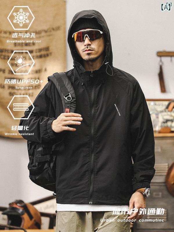 メンズ　カジュアル　男性　オシャレ アメリカ 日焼け防止 服 男性 夏 薄手 通気性 皮膚 屋外 サイクリ..