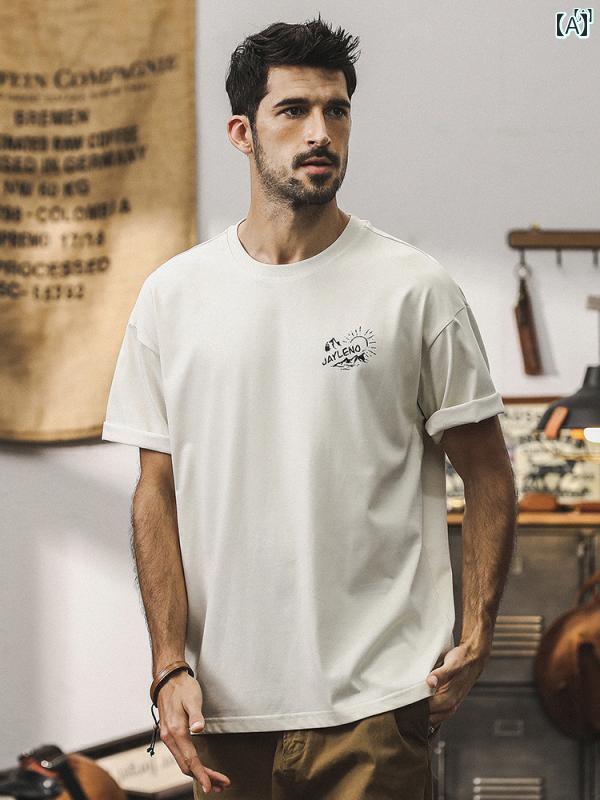 メンズ　カジュアル　男性　オシャレ ジェイ レノ アメリカン レトロ マウンテン アウトドア 半袖 Tシャツ メンズ 夏 ファッション カジュアル