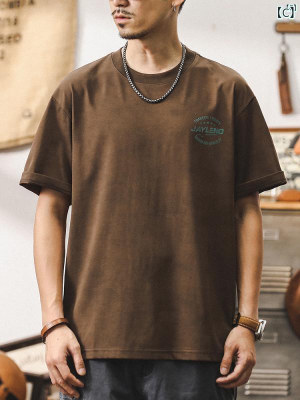 メンズ　カジュアル　男性　オシャレ ジェイ レノ 夏 クール Tシャツ メンズ アメリカン レトロ トップ プリント 半袖 男性用