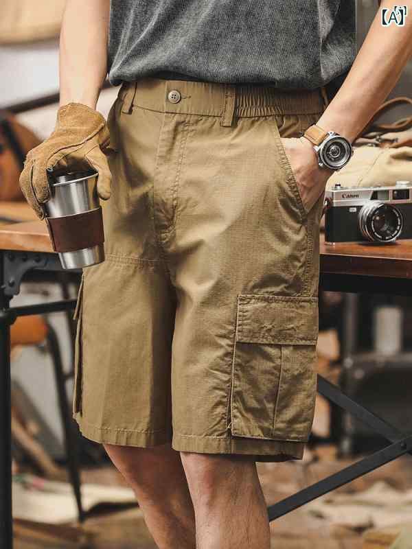 メンズ　カジュアル　男性　オシャレ アメリカン レトロ カーゴ ショーツ メンズ サマー ファッション アウトドア マウンテン カジュアル パンツ コットン 1667mm