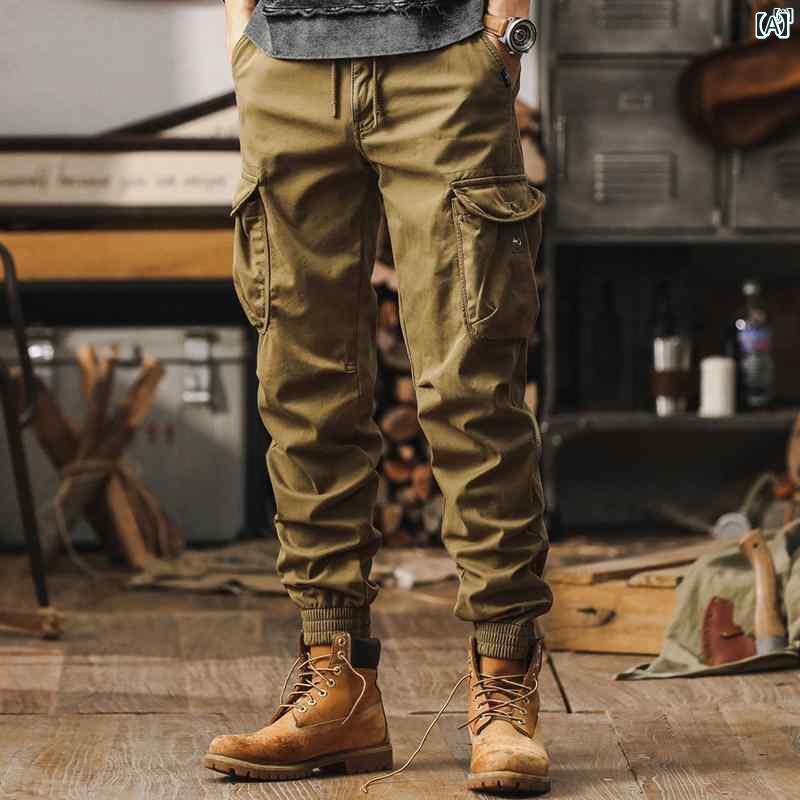 メンズ　カジュアル　男性　オシャレ アメリカ レトロ 秋 ワークウェア パンツ 男性 カジュアル 屋外 機能的 戦術的 レギンス