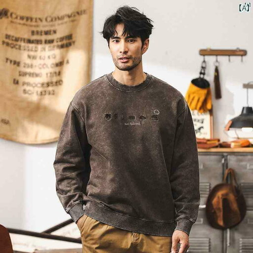 メンズ カジュアル 男性 オシャレ アメリカン レトロ 380 グラム ヘビーウェイト スウェットシャツ 男性用 秋 ハイエンド フライド スノーフレーク ウォッシュ 長袖 トップ メンズ カジュアル 男性 オシャレ アメリカン レトロ 380 グラム ヘビーウェイト スウェットシャツ 男性用 秋 ハイエンド フライド スノーフレーク ウォッシュ 長袖 トップ