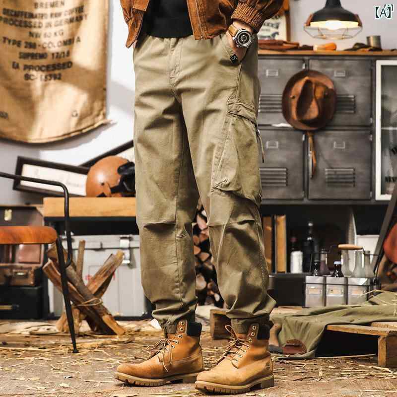 メンズ　カジュアル　男性　オシャレ アメリカ カーキ オーバー オール 秋 マルチ ポケット 機能性 レギンス アウトドア 通勤 カジュアル パンツ