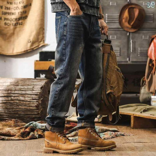 メンズ カジュアル 男性 オシャレ 秋 男性用 アメリカン レトロ ハイエンド ジーンズ シンプル カジュアル パンツ メンズ カジュアル 男性 オシャレ 秋 男性用 アメリカン レトロ ハイエンド ジーンズ シンプル カジュアル パンツ