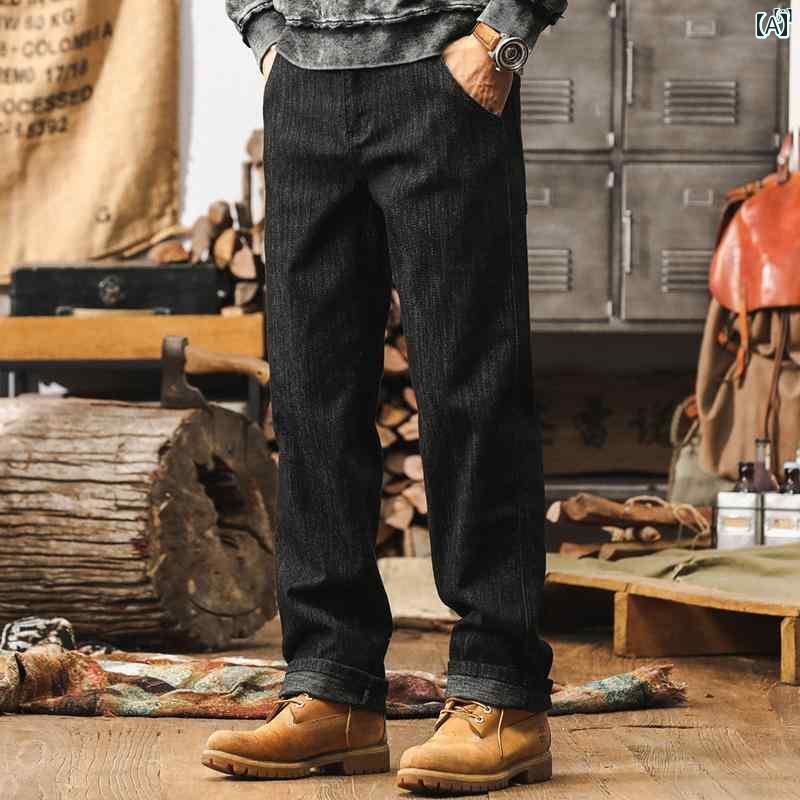 メンズ　カジュアル　男性　オシャレ 反応 染色 落ち し くい アメリカン レトロ ジーンズ 秋 ストレート ブラック カジュアル パンツ