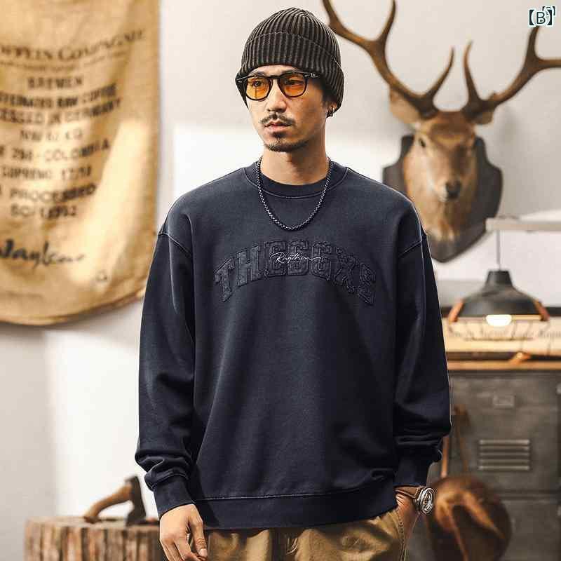 メンズ　カジュアル　男性　オシャレ ジェイ レノ 380 グラム ヘビー パープル スウェットシャツ 秋 アメリカン クラシック レトロ ウォッシュ トップ 紳士服