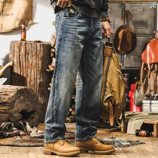 メンズ カジュアル 男性 オシャレ 秋 男性用 アメリカン レトロ ストレート ジーンズ たり ストーンウォッシュ カジュアル パンツ メンズ カジュアル 男性 オシャレ 秋 男性用 アメリカン レトロ ストレート ジーンズ たり ストーンウォッシュ カジュアル パンツ