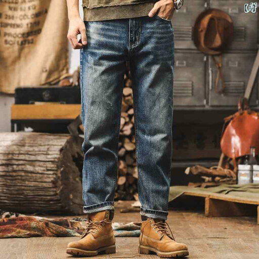 メンズ カジュアル 男性 オシャレ アメリカン レトロ ジーンズ 男性用 たり シンプル パンツ 秋 磨かれた ウォッシュ カジュアル メンズ カジュアル 男性 オシャレ アメリカン レトロ ジーンズ 男性用 たり シンプル パンツ 秋 磨かれた ウォッシュ カジュアル