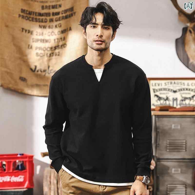 メンズ　カジュアル　男性　オシャレ アメリカン レトロ 3 グラム ヘビーウェイト 長袖 Tシャツ 