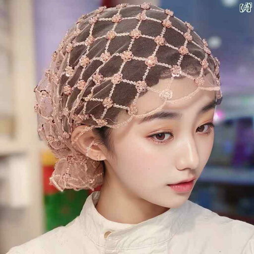 Hui 帽子 ターバン フィッシュ テール ファッション ガーゼ スカーフ メッシュ ヒジャブ ヘア 単層 刺繍 ビーズ Hui 帽子 ターバン フィッシュ テール ファッション ガーゼ スカーフ メッシュ ヒジャブ ヘア 単層 刺繍 ビーズ