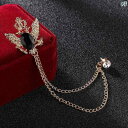 レディース レディース アクセサリー オシャレ 韓国 クラウン イーグル ブローチ チェーン バッジ コサージュ シールド ピン マイクロ スーツ コート ショ...