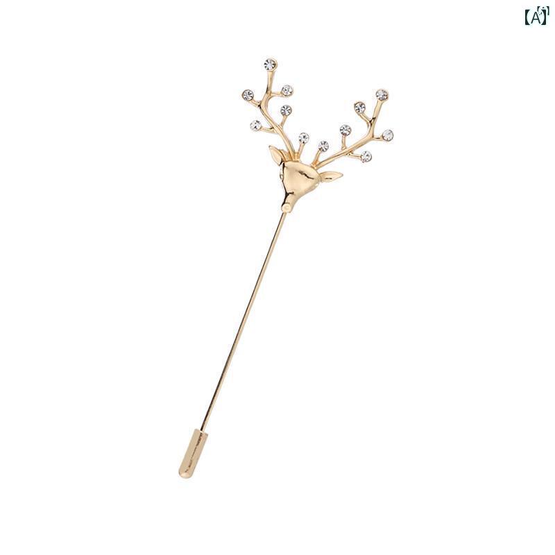 レディース レディース　アクセサリー　オシャレ 韓国 ヘラジカ ファッション 鹿 一文字 ピン コサージュ セーター ブローチ カーディガン スカーフ バックル イン 個性