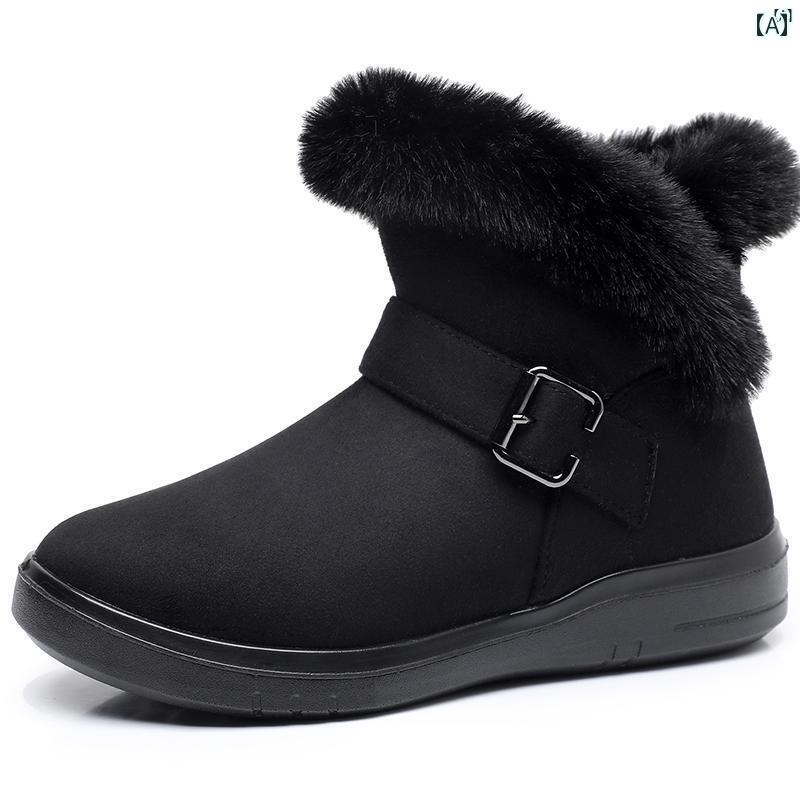 レディース オシャレ　靴　レディース 古風 布靴 コットン 靴 冬 ベルベット 暖かい スノーブーツ 厚手 滑り止め フラット ショート ブーツ