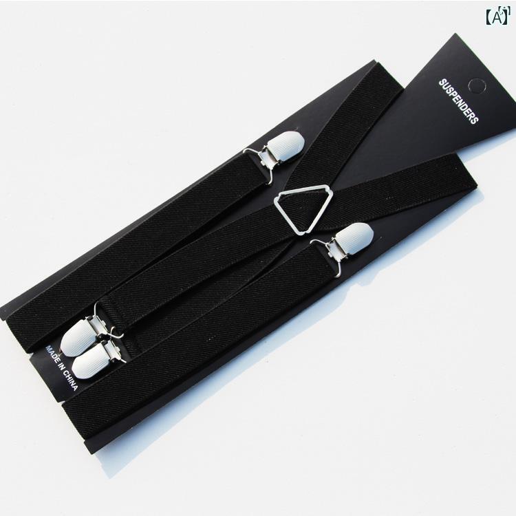 ユニセックス 4 クリップ オーバー オール サスペンダー 強力 ピット バックル