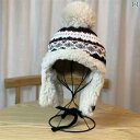 ファッション ファッション小物 小物 オシャレ 東北 雪 町 ハルビン エスニック ジャカード ニット 裏起毛 帽子 レディース 冬 スキー ロシア 耳保護 毛...