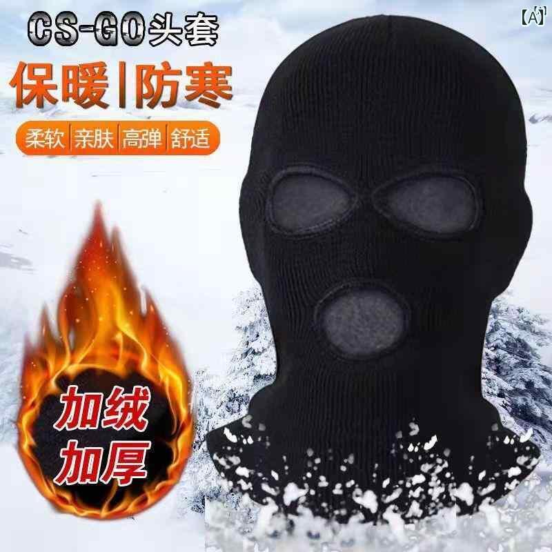 ファッション　ファッション小物　小物　オシャレ バイク 乗り用 帽子 メンズ 冬用 ニット 裏起毛 3 穴..