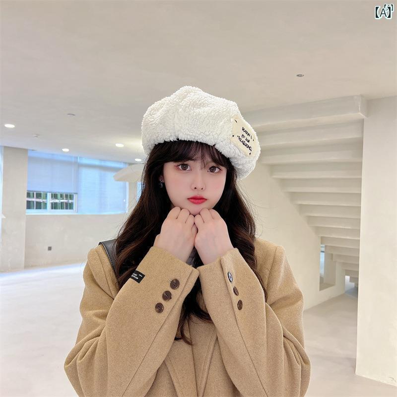 ファッション　ファッション小物　小物　オシャレ 帽子 八角形 レディース 秋冬 かわいい 子羊 ベルベ..