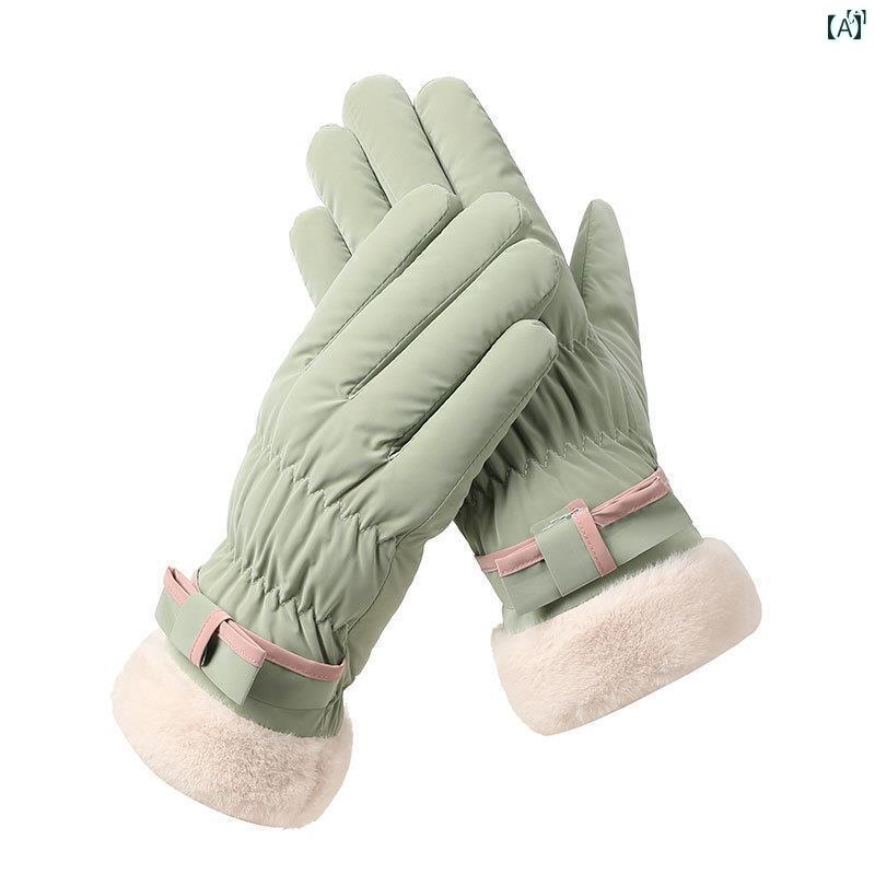 ファッション　ファッション小物　小物　オシャレ レディース 冬 スキー グローブ 暖かい ベルベット ..