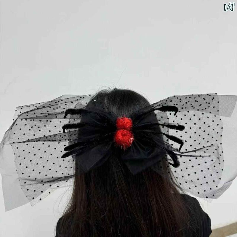 ファッション　ファッション小物　小物　オシャレ ハロウィン ヘッド ドレス ダーク リボン ゴースト 花嫁 ベール ブラック 髪 フープお しろ アップ ヘア アクセサリー 写真 小道具