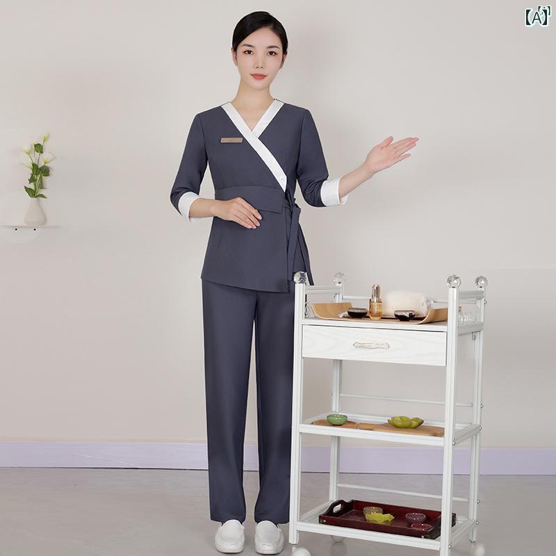 レディース チュニック　オシャレ　仕事着　かわいい フットバス 技術者 作業着 レディース セット フ..