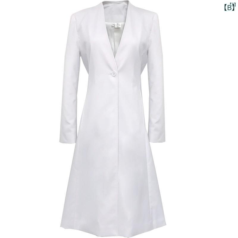 レディース チュニック　オシャレ　仕事着　かわいい 韓国 ハイエンド 整形 外科 制服 ホワイト 衣 歯科 口腔 クリニック 美容師 医師 ミドル丈