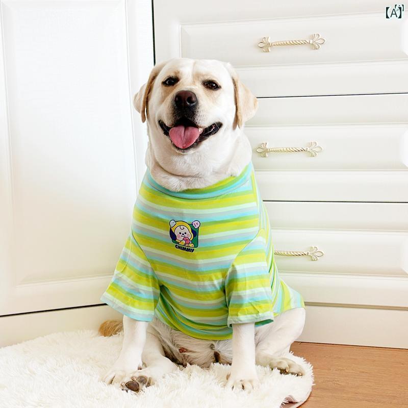 大型 犬用 犬 服 春秋用 薄手 ストライプ ラブラドール ゴールデンレトリバー 抜け毛 防止
