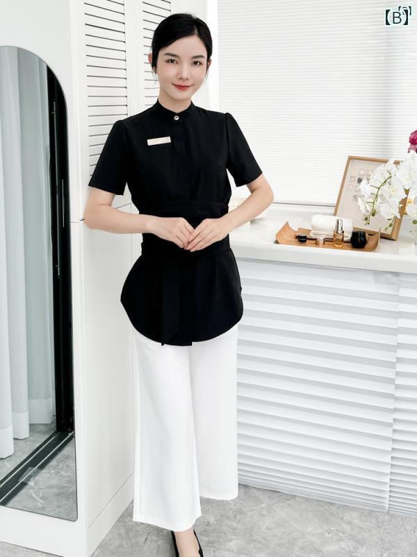 レディース チュニック　オシャレ　仕事着　かわいい 高級 美容室 スキン 管理 クラブ 耳 かき フットバス 技術者 スーツ 美容師 制服 パンツ スカート