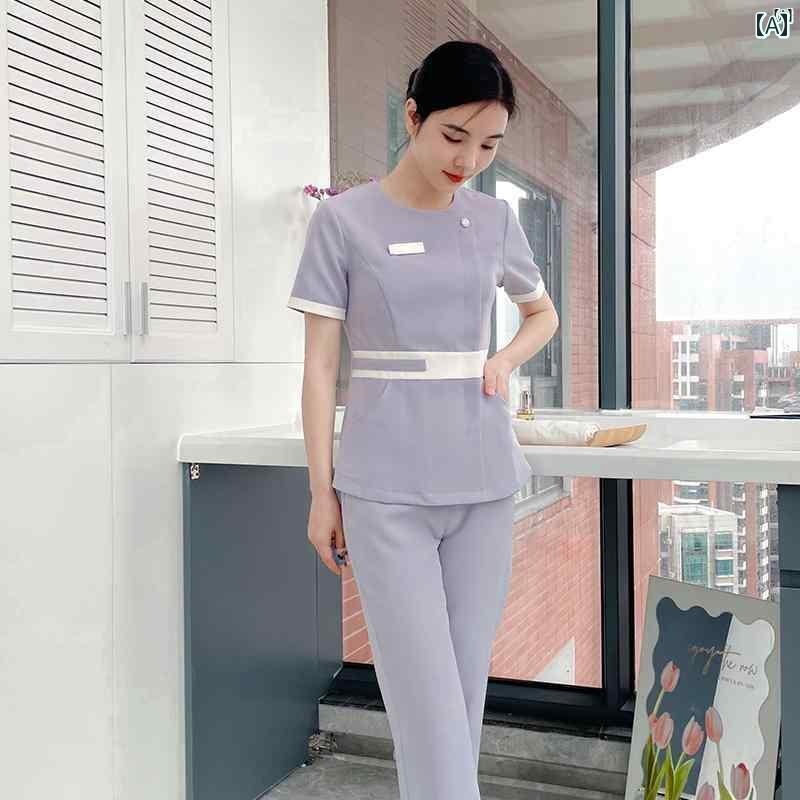 レディース チュニック　オシャレ　仕事着　かわいい 高級 医療 美容 クラブ 半袖 スーツ 春夏 病院 口..