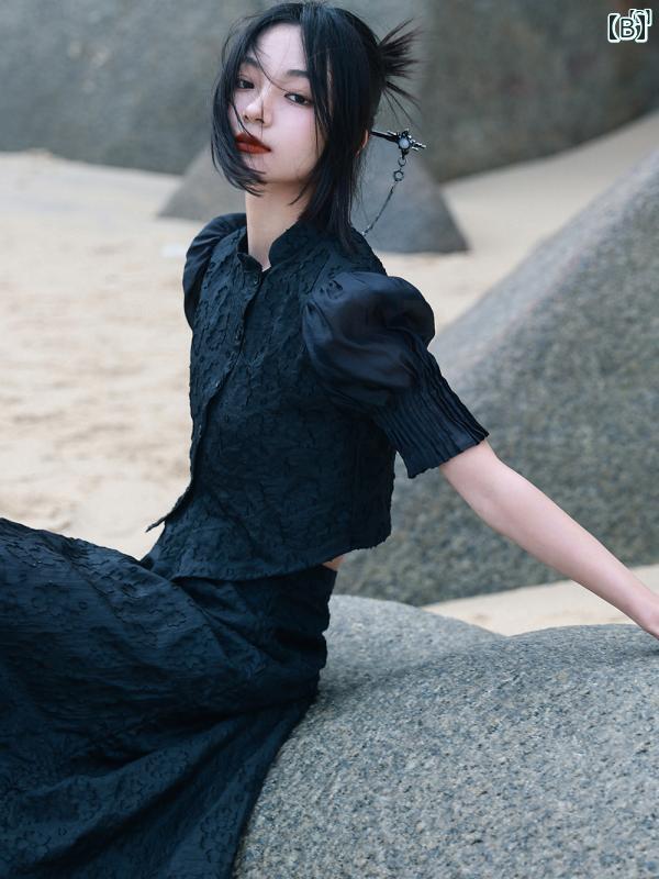 レディース　レディース　ファッション　オシャレ　　モダン　海外風 中華風 シャツ レディース 夏 半袖 レトロ パフスリーブ ショート ガールズ トップ