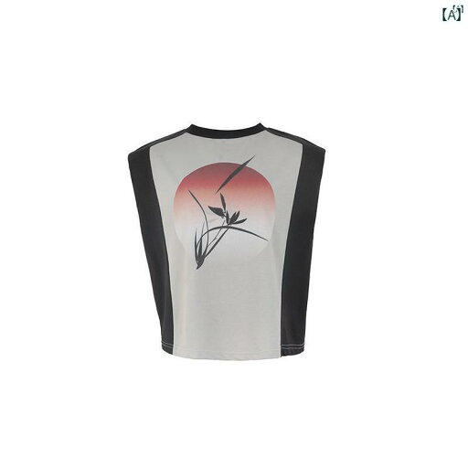 レディース レディース ファッション オシャレ モダン 海外風 中華風 ショルダーパッド Tシャツ レディース 夏 蘭 グラデーション サンセット プリント ラウンドネック トップ レディース レディース ファッション オシャレ モダン 海外風 中華風 ショルダーパッド Tシャツ レディース 夏 蘭 グラデーション サンセット プリント ラウンドネック トップ