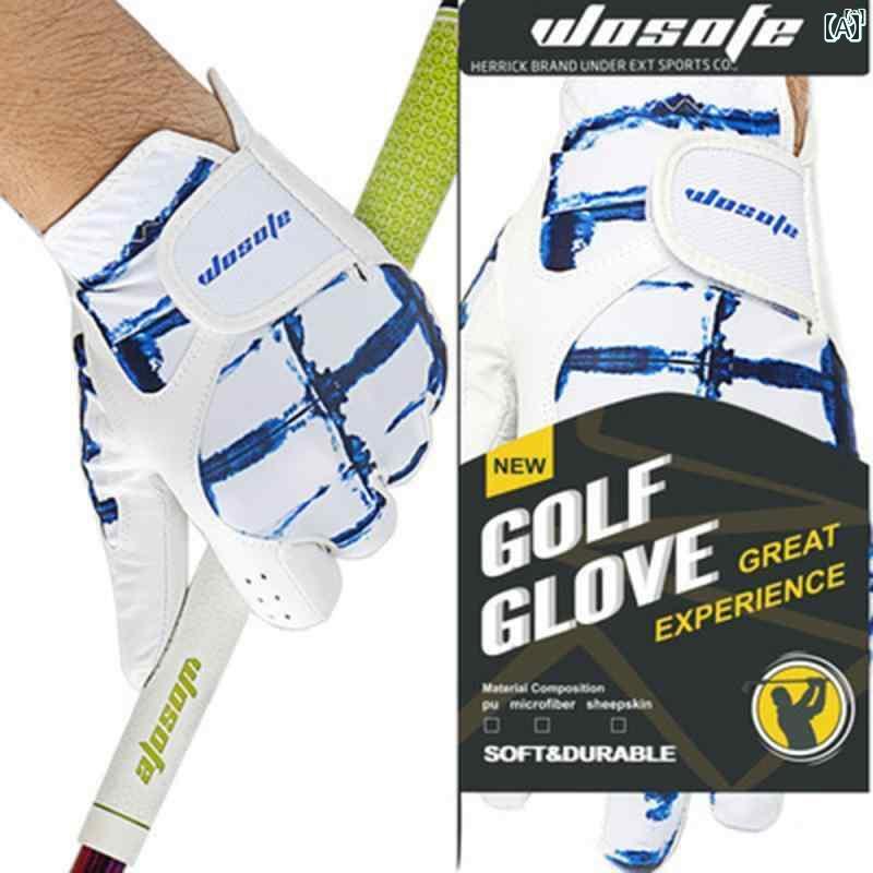ゴルフ グローブ メンズ 左手用 シングル 高級 本 シープスキン 手袋 ホワイト 耐摩耗 通気性 GOLF ファンタジー カラー ハンド