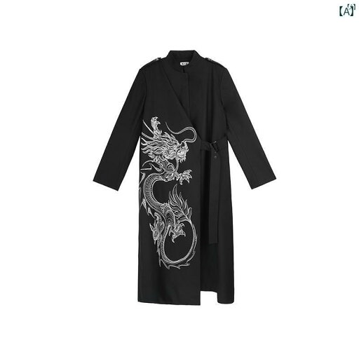 レディース レディース ファッション オシャレ モダン 海外風 中華風 ドラゴン プリント ロング コート レディース 秋非対称 クール ブレザー ブラック レディース レディース ファッション オシャレ モダン 海外風 中華風 ドラゴン プリント ロング コート レディース 秋非対称 クール ブレザー ブラック