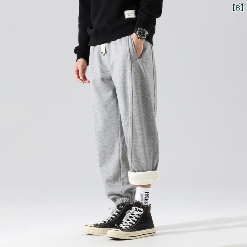 メンズ　ファッショオン　オシャレ　カジュアル　男性 ヘビーウェイト 裏起毛 厚手 カジュアル パンツ 秋冬 アメリカ ファッション スリミング レギンス スウェット