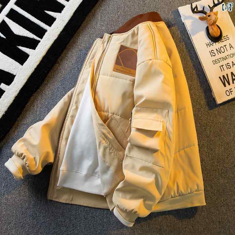 メンズ ファッショオン オシャレ カジュアル 男性 Hengpai アメリカ パイロット 制服 ジャケットコットン ジャケット メンズ 冬 カジュアル 野球 ユニフォーム コットンジャケット