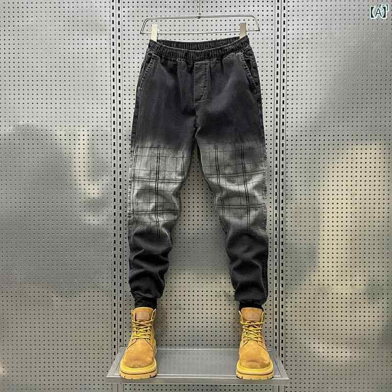 メンズ ファッショオン オシャレ カジュアル 男性 夏 薄手 ジーンズ メンズ ハイエンド スリムフィット レギンス パンツ カジュアル