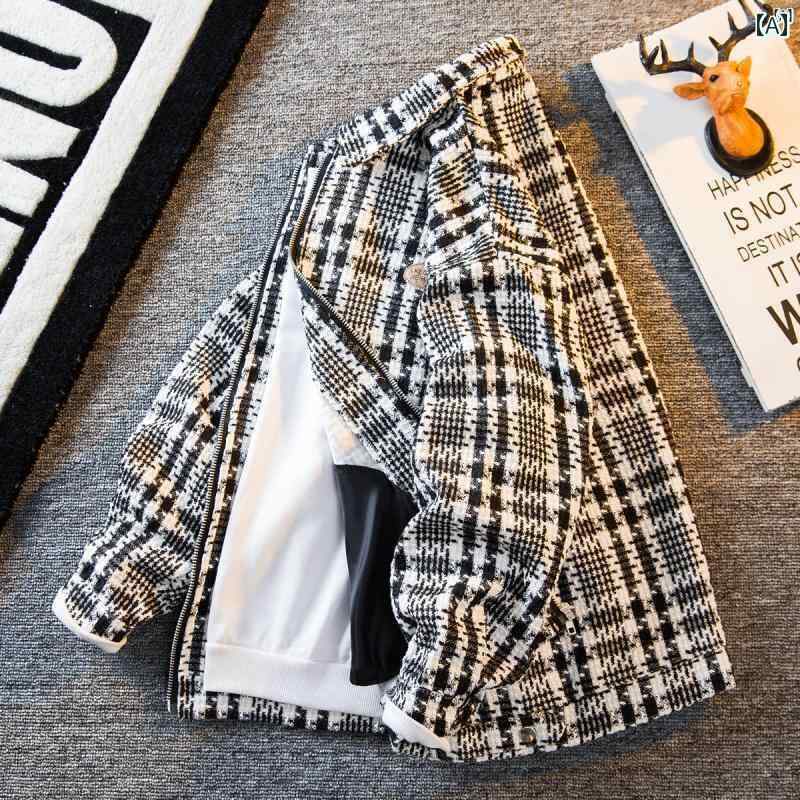 メンズ ファッショオン オシャレ カジュアル 男性 ヘビー 厚手 小柄 香り ニット ジャケット メンズ 秋 たり チェック柄 カジュアル 男性