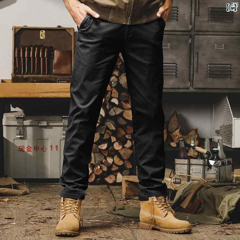 メンズ　ファッショオン　オシャレ　カジュアル　男性 ジェイ レノ アメリカン レトロ 春 パンツ スリム 春秋 シンプル ストレート