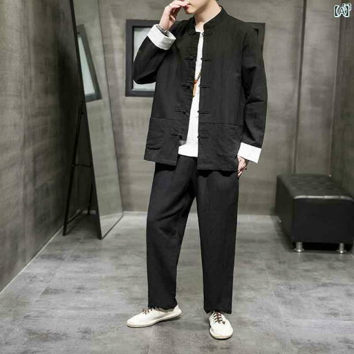 メンズ ファッショオン オシャレ カジュアル 男性 秋 唐装 韓服 ジャケット 大きいサイズ 中華風 スタンドカラーリネン スーツ コットンリネン レトロ メンズ ファッショオン オシャレ カジュアル 男性 秋 唐装 韓服 ジャケット 大きいサイズ 中華風 スタンドカラーリネン スーツ コットンリネン レトロ