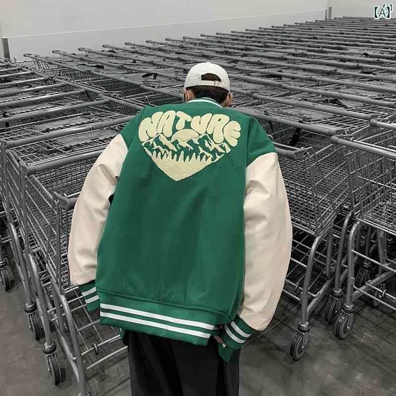 メンズ　ファッショオン　オシャレ　カジュアル　男性 春 大きいサイズ 野球 ユニフォーム ジャケット 若々しい 男性 刺繍 ワークウェア アメリカン