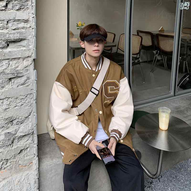 メンズ　ファッショオン　オシャレ　カジュアル　男性 春 大きいサイズ 野球 ユニフォーム ジャケット 若々しい 男性 刺繍 ワークウェア アメリカン