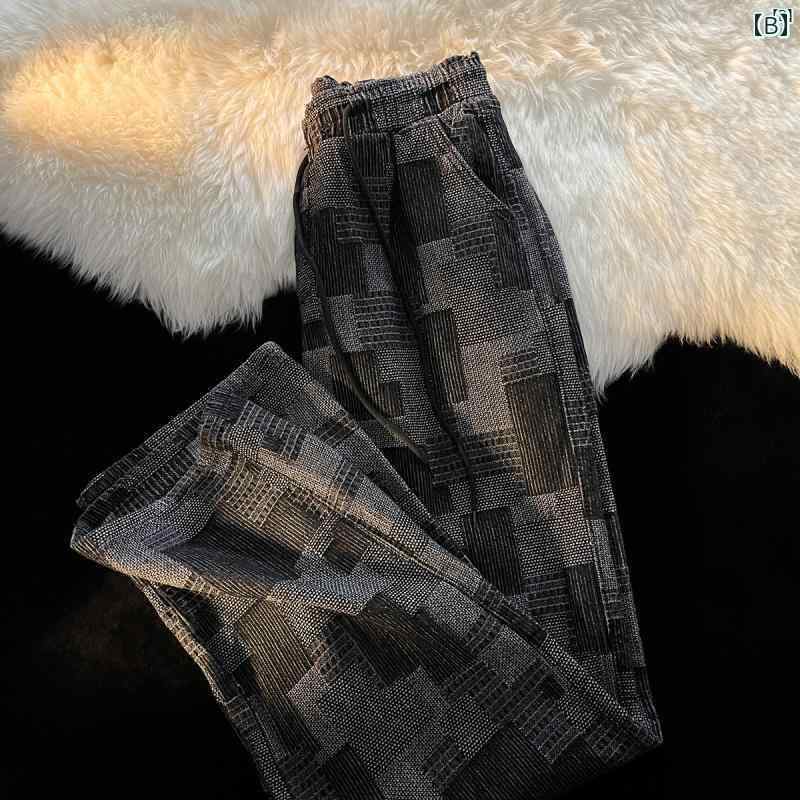 メンズ ファッショオン オシャレ カジュアル 男性 パンツ メンズ 夏 薄手 ストレート ジーンズ たり イン ワイド レッグチェック柄