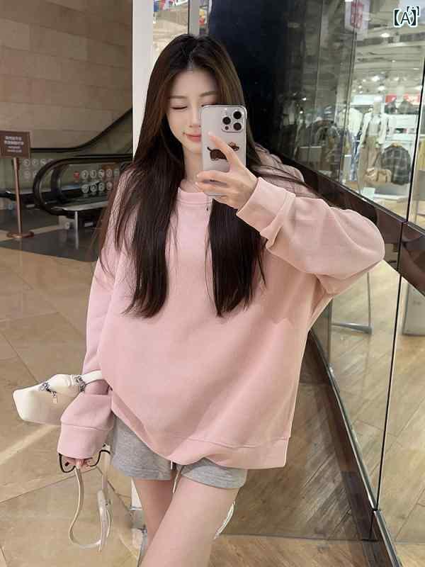 レディース　ファッション　レディース　オシャレ　かわいい　綺麗　上品 秋 ソリッドカラーラウンドネ..