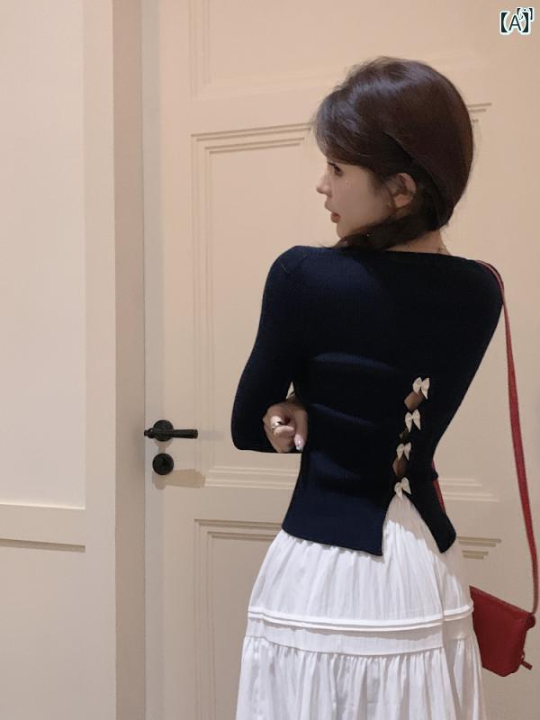 レディース　ファッション　レディース　オシャレ　かわいい　綺麗　上品 背中 開いた ラウンドネック ..