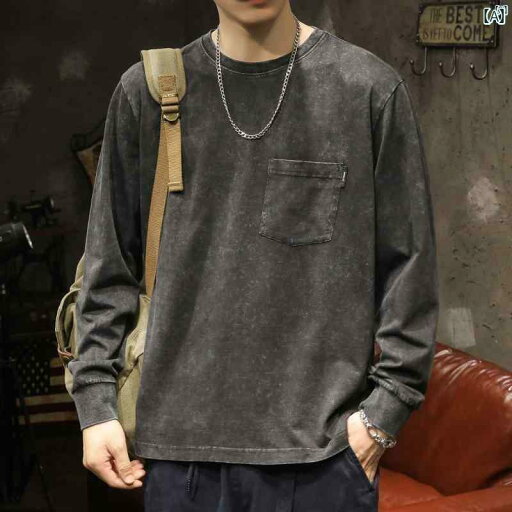 メンズ ファッショオン オシャレ カジュアル 男性 アメリカン レトロ ノスタルジック スーパー テクスチャー 長袖 Tシャツ たり 大きいサイズ 春秋 ヘビーウォッシュ スウェットシャツ 男性用 メンズ ファッショオン オシャレ カジュアル 男性 アメリカン レトロ ノスタルジック スーパー テクスチャー 長袖 Tシャツ たり 大きいサイズ 春秋 ヘビーウォッシュ スウェットシャツ 男性用