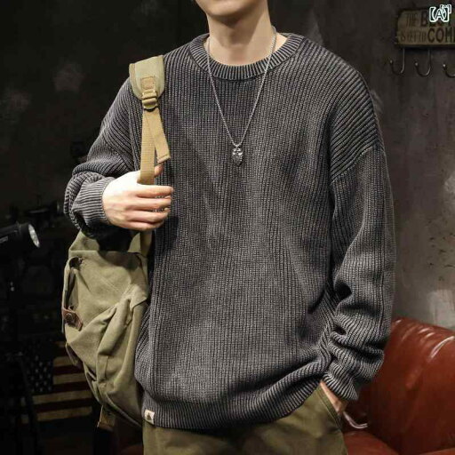 メンズ ファッショオン オシャレ カジュアル 男性 レトロ ウォッシュ セーター たり 大きいサイズ 秋冬 厚手 8 太い 糸 ニット ボトムス トップ メンズ ファッショオン オシャレ カジュアル 男性 レトロ ウォッシュ セーター たり 大きいサイズ 秋冬 厚手 8 太い 糸 ニット ボトムス トップ