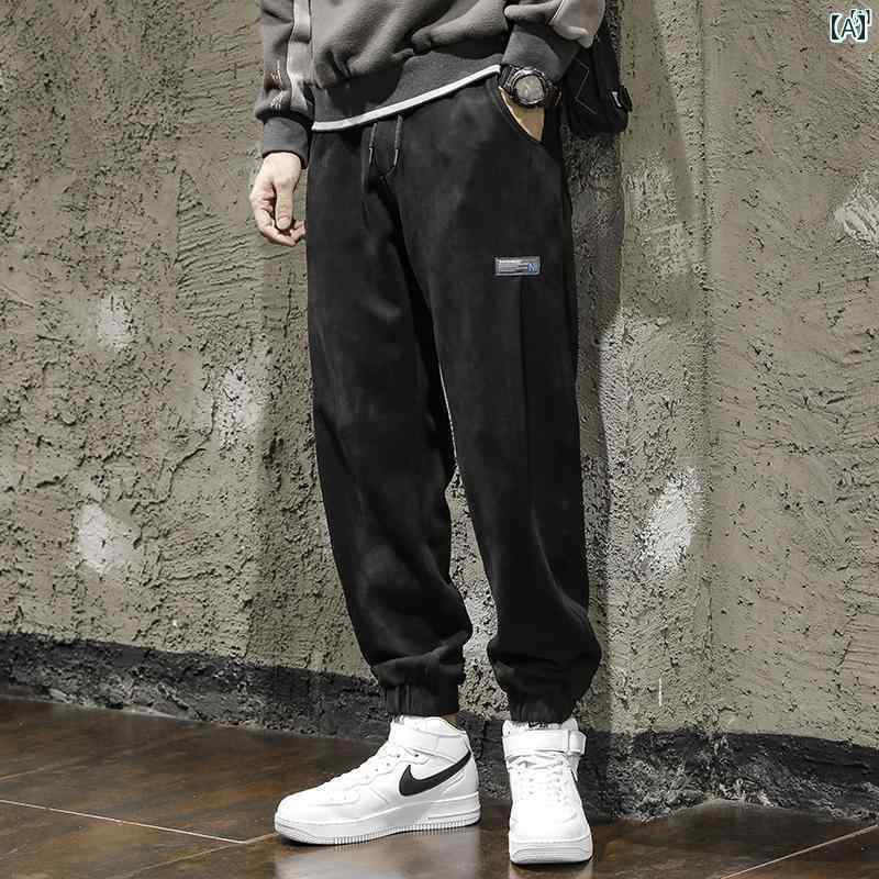 メンズ　ファッショオン　オシャレ　カジュアル　男性 秋冬 たり 大きいサイズ パンツ 男性用 ブラック 巾着 レッグ 快適(4)